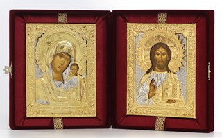 Складни живописные в футляре 18х24 ризы (бархат) православные 235755