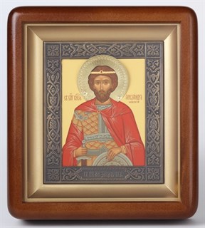 Икона в киоте 11х13 фигурный патинированая Александр Невский 235808