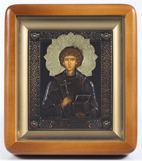 Икона в киоте 11х13 фигурный патинированая Пантелеимон 235815