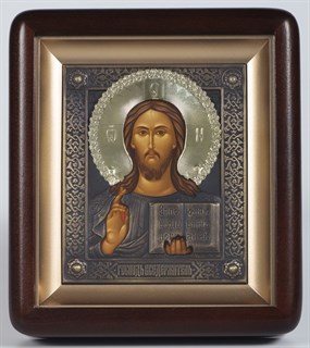 Икона в киоте 11х13 фигурный патинированая Спаситель 235819