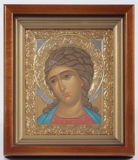 Икона в киоте 12х14 никель золочение Ангел-Златые власа 235843