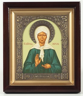 Икона в киоте 15х19 венчик рамка фигурная патинированая Матрона 235902