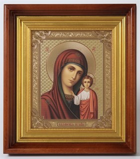 Икона в киоте 18х24 изображение на пластике багетный подрамник Казанская Божья Матерь 235931