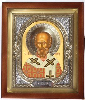 Икона в киоте 18х24 венчик риза-рамка Николай Чудотворец 235953