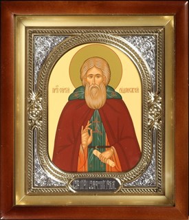 Икона Сергий Радонежский в киоте 18х24 риза-рамка 235978