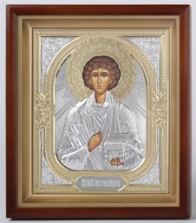 Икона в киоте 18х24 фото объёмная Пантелеимон 235987