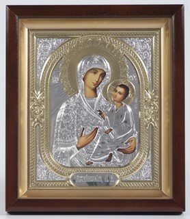 Икона в киоте 18х24 фото объёмная Тихвинская Божья Матерь 235990