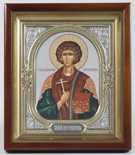 Икона в киоте 18х24 фото риза-рамка Пантелеимон 235995