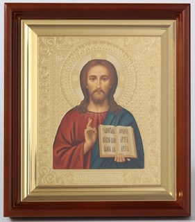 Икона в киоте 18х24 багетный подрамник Спаситель (желтый фон) 236000