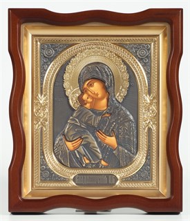 Икона в киоте 18х24 фигурный (зол+патин) Владимирская Божья Матерь 236019