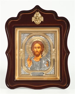 Икона в киоте 18х24 фигурный с навершием объемная золочёная Спаситель 236042