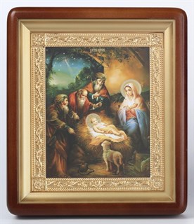 Икона в киоте 18х24 фигурный рамка золочёная Рождество Христово 11 236051