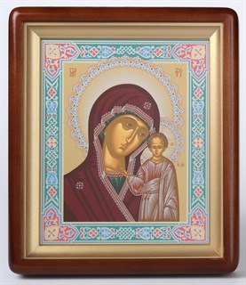 Икона в киоте 18х24 фигурный темпера Казанская Божья Матерь 236078