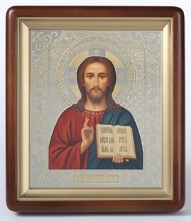 Икона в киоте 18х24 фигурный темпера Спаситель (белый фон) 236096