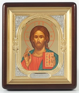 Икона в киоте 18х24 фигурный темпера объемная золочёная Спаситель 236141