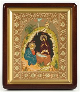 Икона в киоте 18х24 фигурный темпера Рождество Христово 2 236144