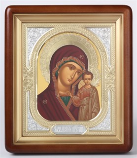Икона в киоте 18х24 фигурный венчик риза-рамка Казанская Божья Матерь 236149