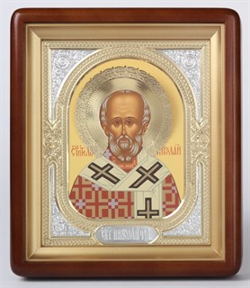 Икона в киоте 18х24 фигурный венчик риза-рамка Николай Чудотворец 236150