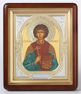 Икона в киоте 18х24 фигурный венчик риза-рамка Пантелеимон 236151