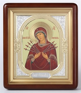 Икона в киоте 18х24 фигурный венчик риза-рамка Семистрельная Божья Матерь 236152