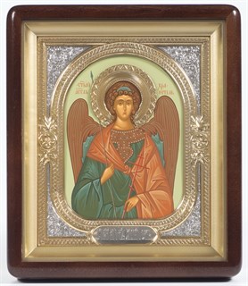 Икона в киоте 18х24 фигурный венчик объемная золочени Ангел-Хранитель 236154