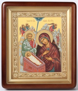 Икона в киоте 18х24 фигурный рамка золочёная Рождество Христово 3 236184