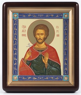 Икона в киоте 18х24 фигурный рамка золочёная эмаль Евгений 236199
