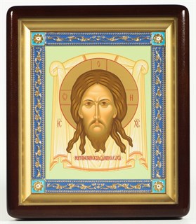 Икона в киоте 18х24 фигурный рамка золочёная эмаль Спас Нерукотворный 236200