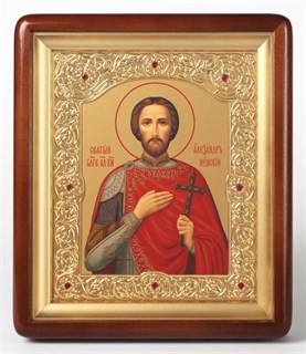 Икона в киоте 18х24 золочёная Александр Невский 236201
