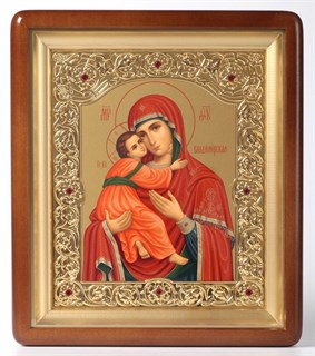 Икона в киоте 18х24 золочёная Владимирская Божья Матерь 236203