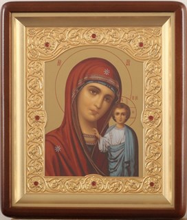 Икона в киоте 18х24 золочёная Казанская Божья Матерь 236204