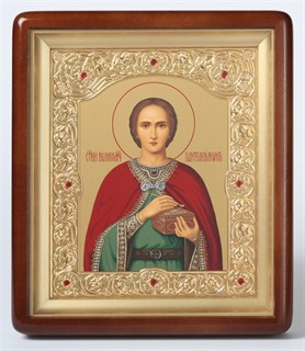 Икона в киоте 18х24 золочёная Пантелеймон 236206