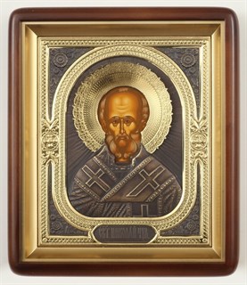 Икона в киоте 18х24 фигурный комбинированая (атин) Николай Чудотворец 236213