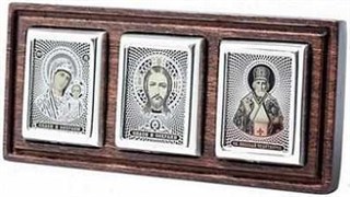 Икона дорожная ДТ-06-3С серебро на дереве Казан. Божья Матерь Спаситель 219394