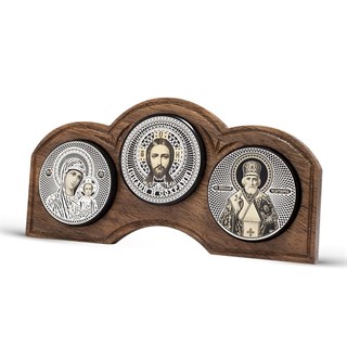 Икона дорожная серебряная Христос Молитва Николай 219401