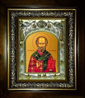 {{photo.Alt || photo.Description || 'Икона Николая Чудотворца архиепископ Мир Ликийских святитель в киоте освященная 20х24 см'}}