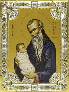 {{photo.Alt || photo.Description || 'Икона освященная Стилиан Пафлагонский преподобный 18х24 см со стразами'}}