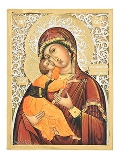 Икона Владимирская Божья Матерь ювелирная серебряная 241539