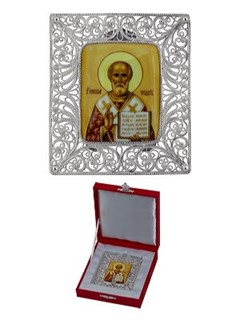 Икона Николай Чудотворец ювелирная серебряная 241569