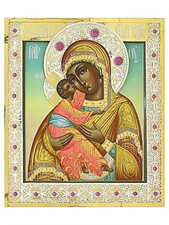 Икона Владимирская Божья Матерь ювелирная серебряная 241638