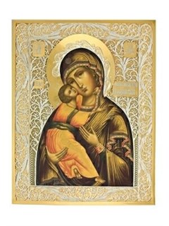 Икона Владимирская Божья Матерь ювелирная серебряная 241656