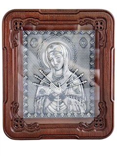 Икона Семистрельная Божья Матерь ювелирная серебряная 241684