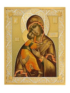 Икона Владимирская Божья Матерь ювелирная серебряная 241699