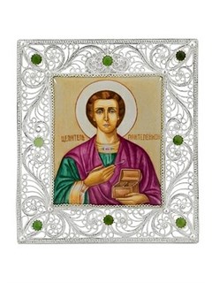 Икона Пантелеймон целитель ювелирная серебряная 241710