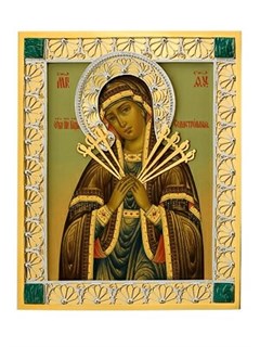 Икона Семистрельная Божья Матерь ювелирная серебряная 241712