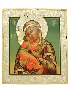Икона Владимирская Божья Матерь ювелирная серебряная 241719