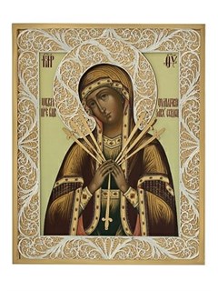 Икона Семистрельная Божья Матерь ювелирная серебряная 241720