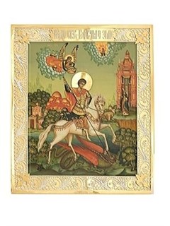 Икона Георгий Победоносец серебряная ювелирная 241741