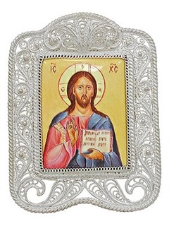 Икона Господь Вседержитель Пантократор серебряная ювелирная 241749