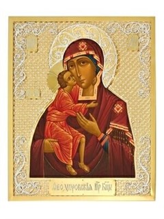 Икона Феодоровская Божия Матерь серебряная ювелирная 241754